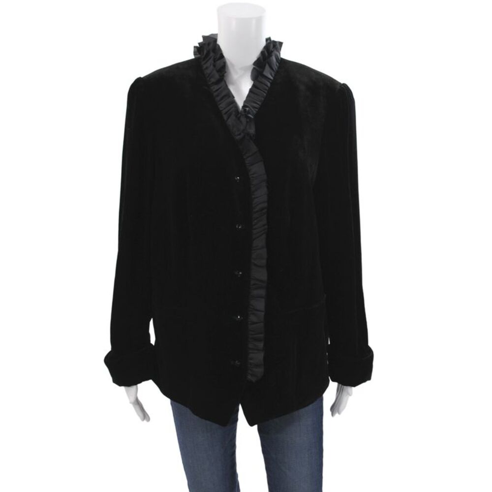 Lauren Ralph Lauren Women Basic Jacket Black Button Long Sleeve Plus Size 14